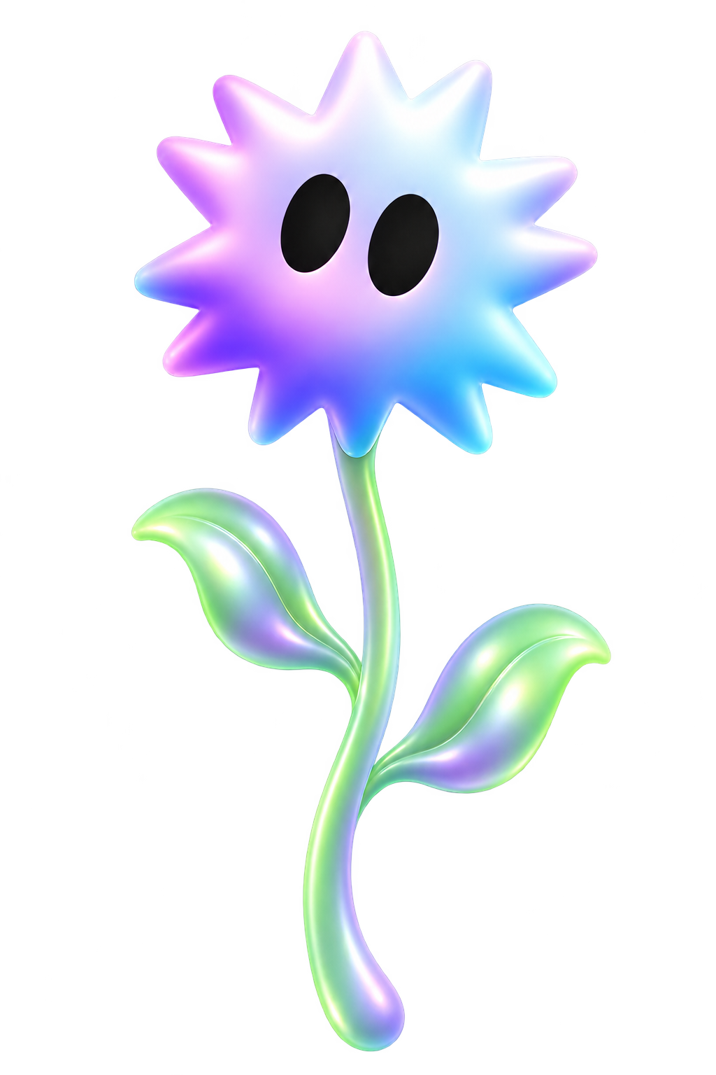 The Spawn a Coin mascot growing on a pearly green flower stem